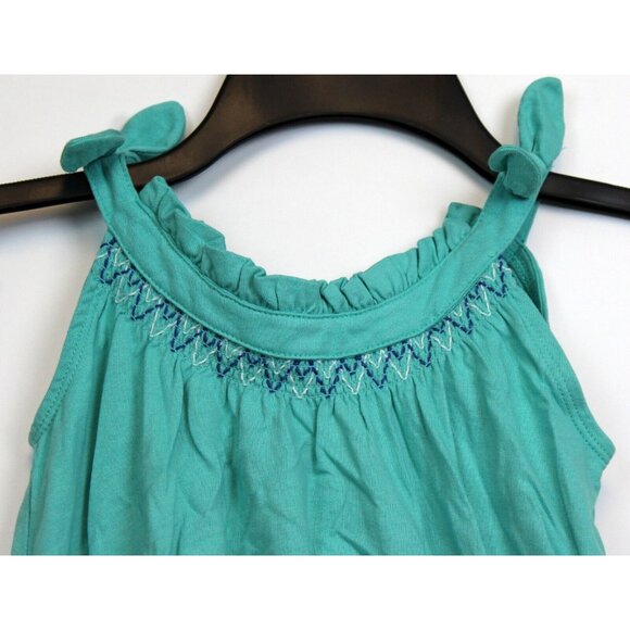 2014 Gymboree Sparkle Safari Teal Dress Embroidered Bow Shirring Tank Summer - Picture 2 of 7